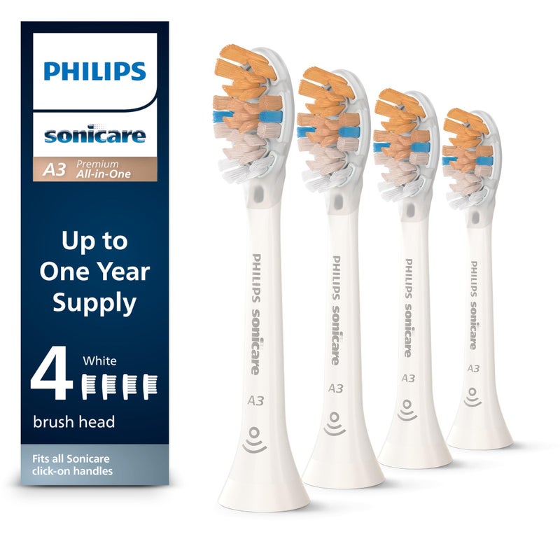 Philips Sonicare A3 AllinOne Genuine Replacement Electric Toothbrush Heads White 4 Pack One Year Supply HX909465
